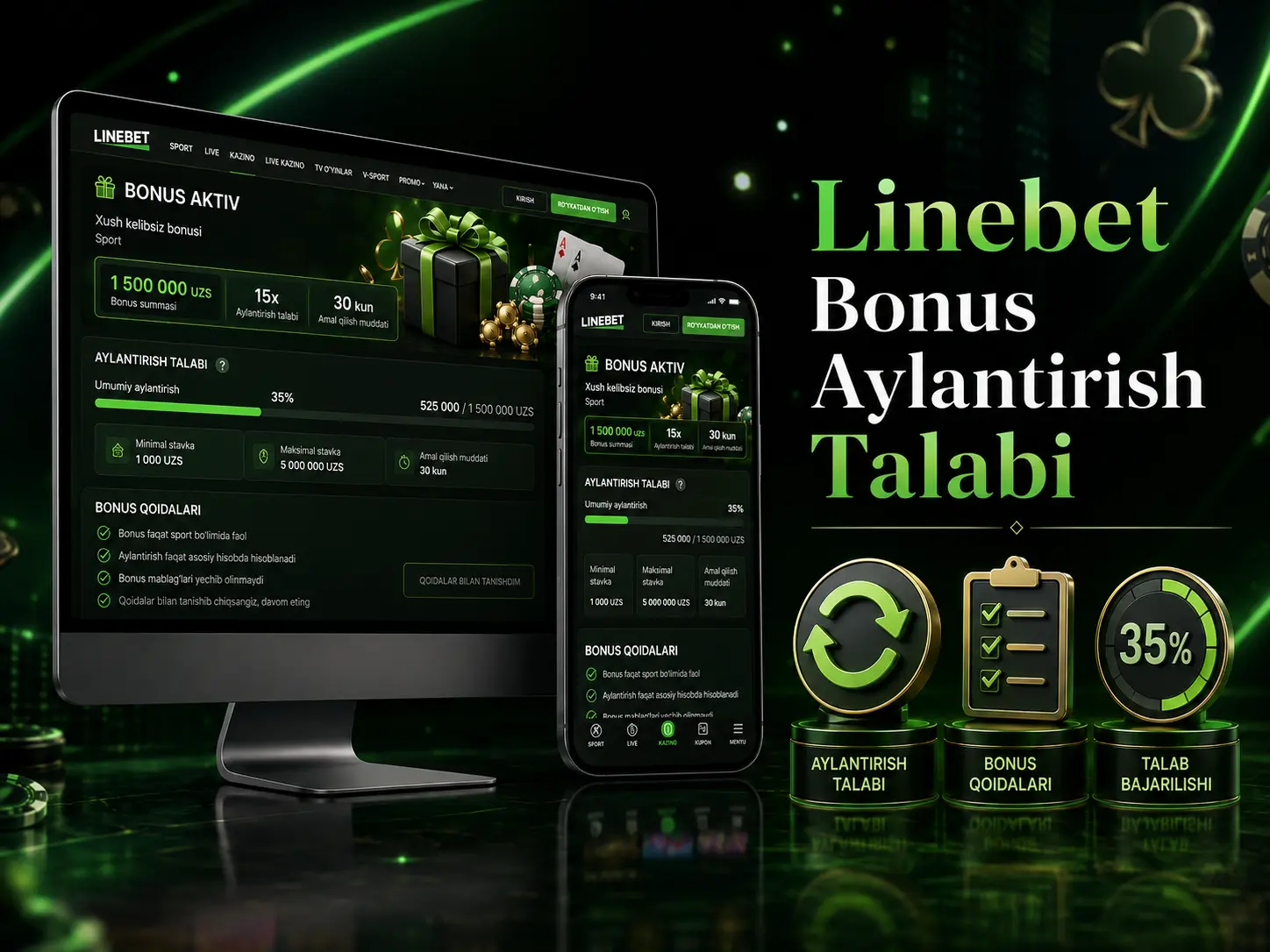 Linebet bonus aylantirish talabi