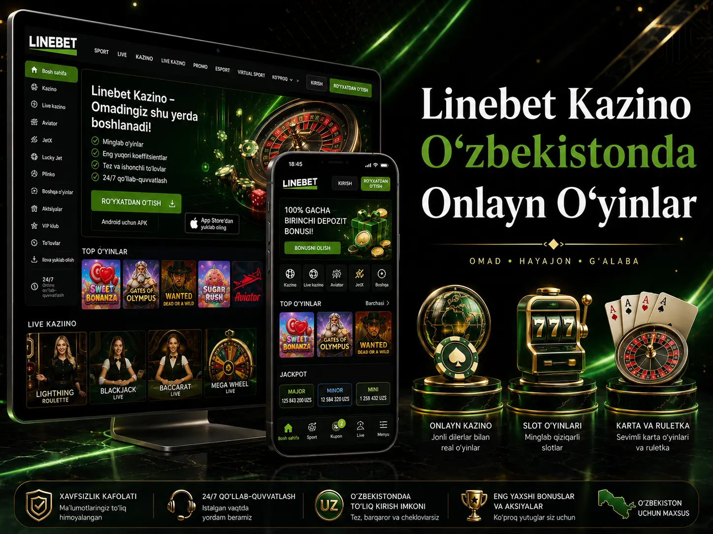 Linebet kazino O‘zbekistonda onlayn o‘yinlar