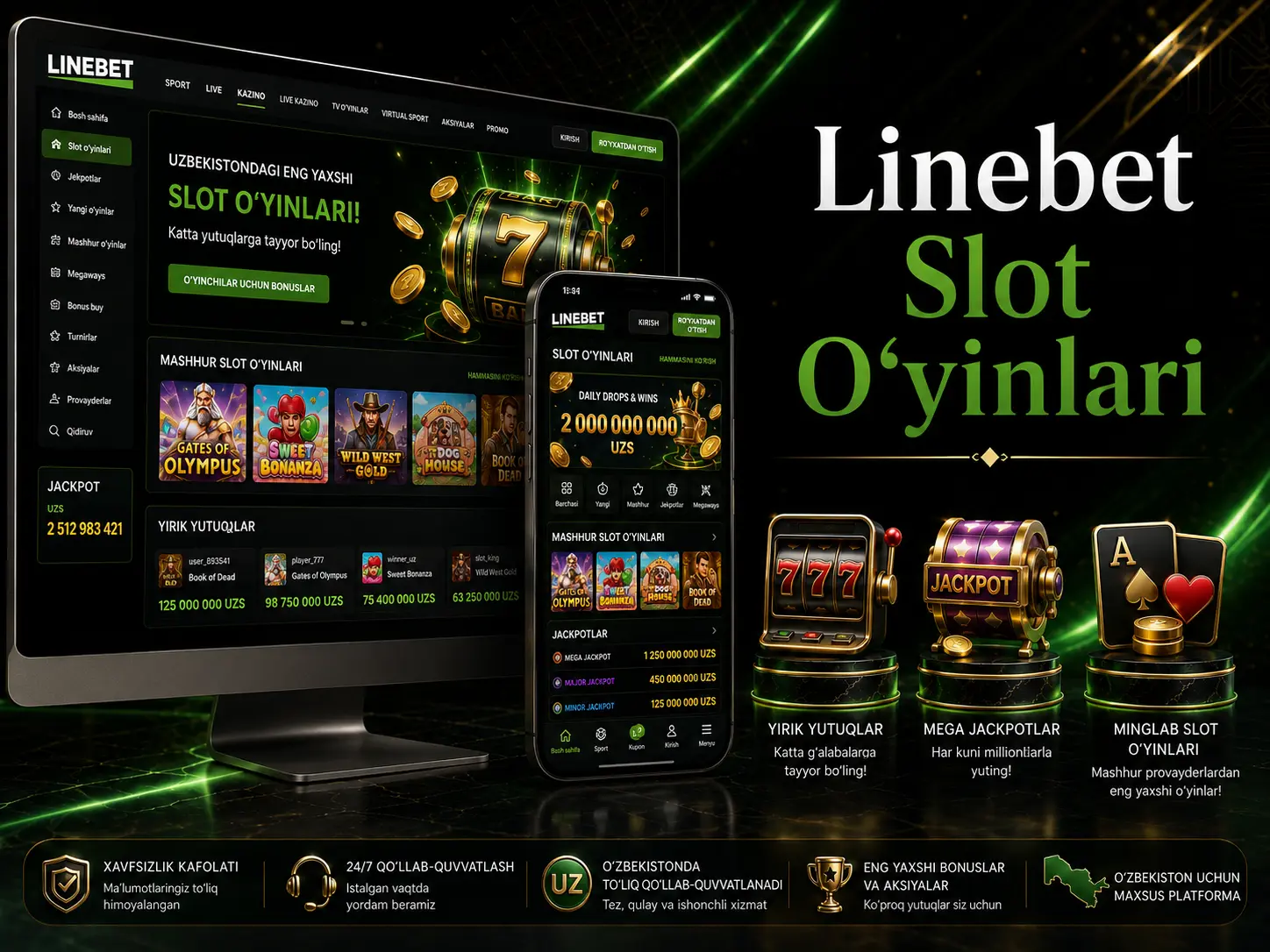 Linebet slot o‘yinlari