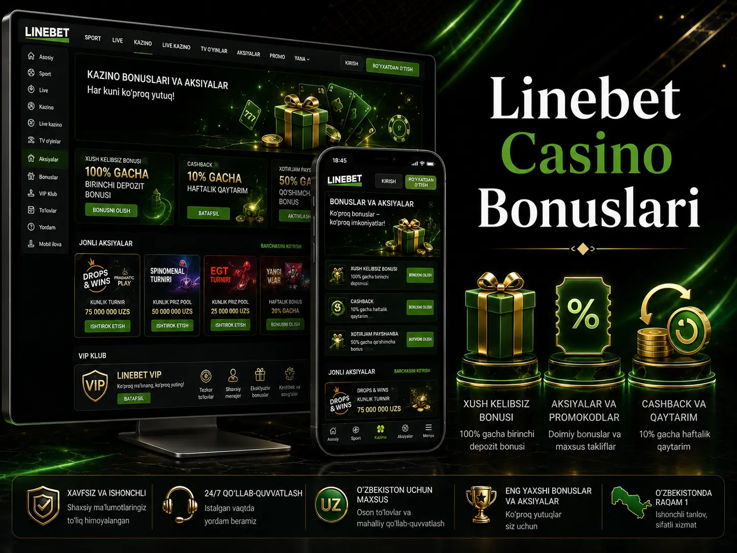 Linebet casino bonuslari