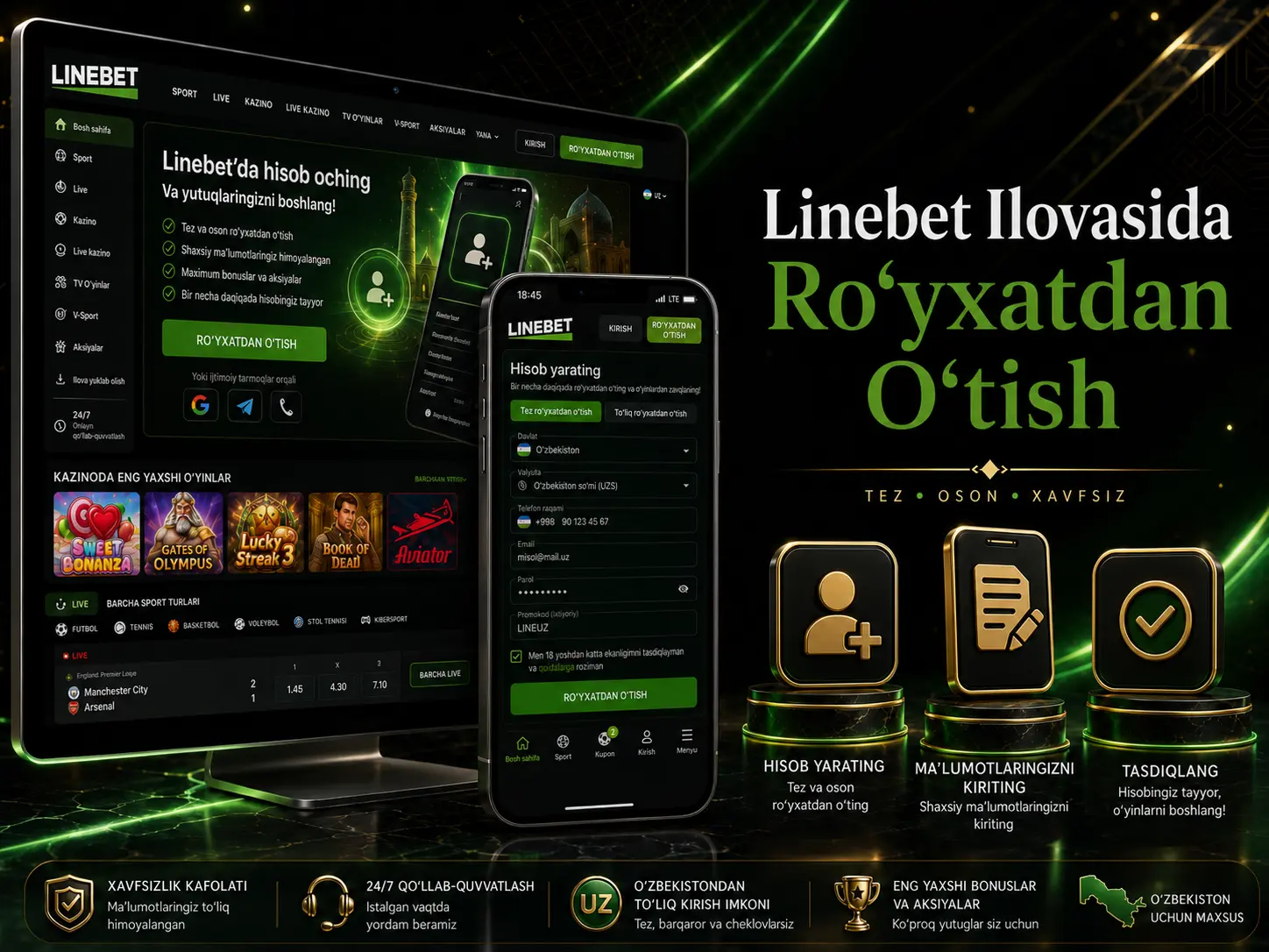 Linebet ilovasida ro‘yxatdan o‘tish