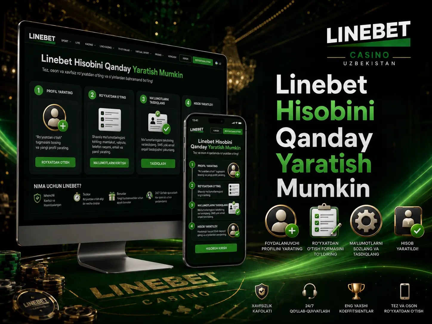Linebet hisob yaratish jarayoni