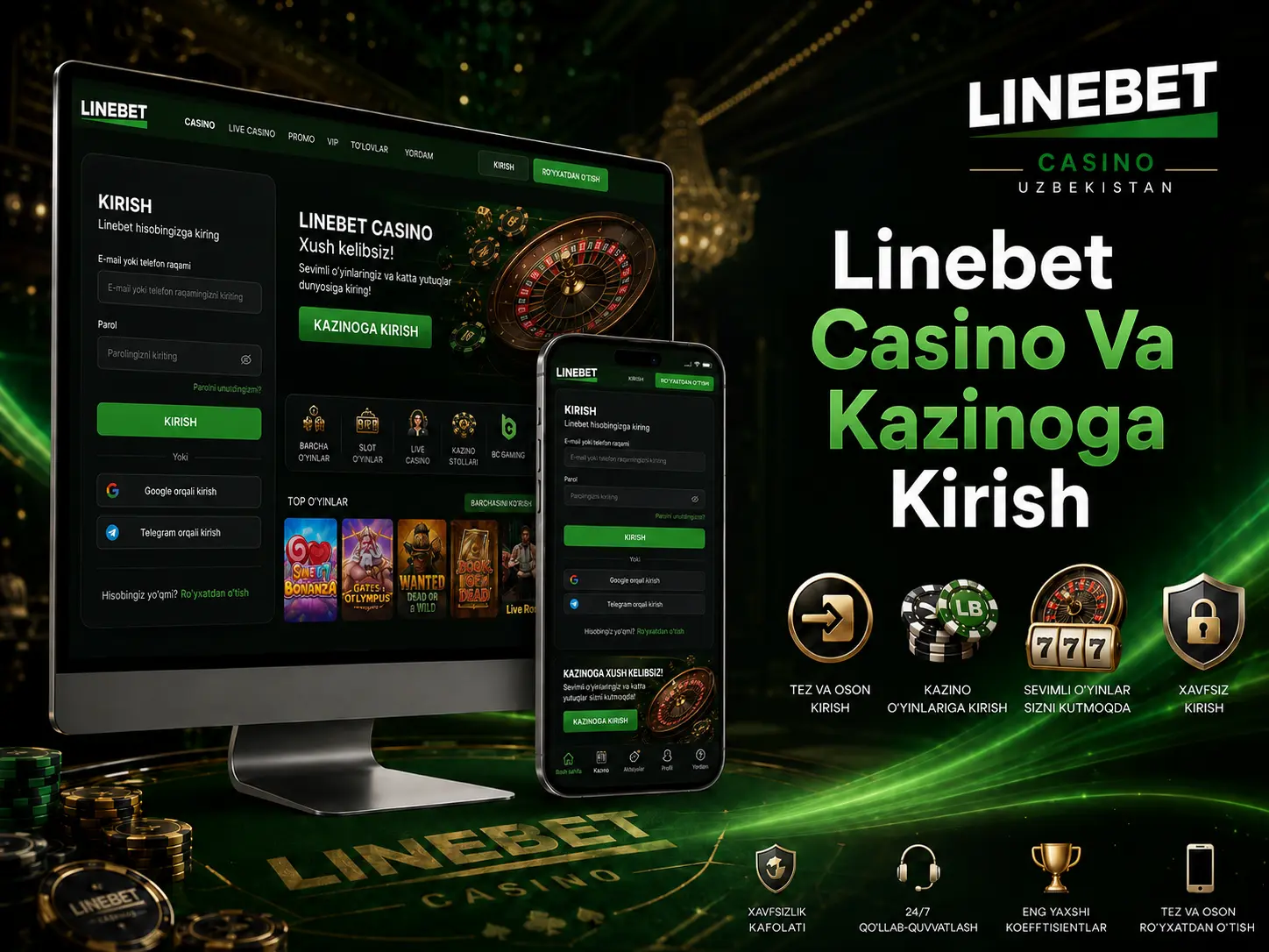 Linebet casino va kazinoga kirish